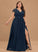 V-neck Bow(s) Front Chiffon A-Line Floor-Length Ruffles With Prom Dresses Split Ashley Cascading