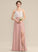 A-Line V-neck Floor-Length Front Split Lace With Emerson Prom Dresses Chiffon
