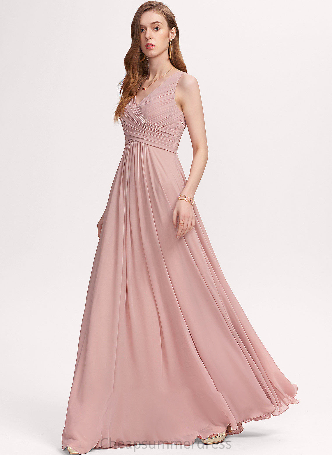 Prom Dresses With Floor-Length Chiffon V-neck Ruffle A-Line Marisol