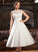 Sequins Tulle Tess Wedding Beading Ball-Gown/Princess Scoop Neck Dress With Wedding Dresses Lace Tea-Length