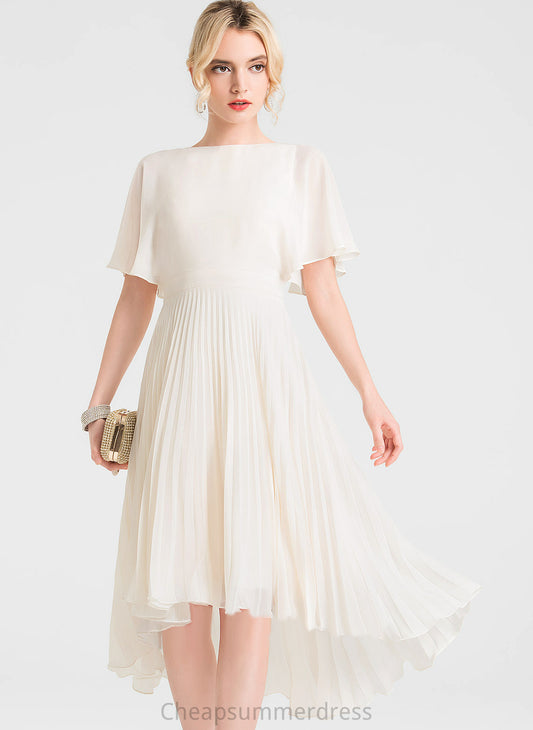 Pleated Wedding Scoop With A-Line Logan Chiffon Asymmetrical Dress Wedding Dresses