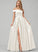 Front Off-the-Shoulder Wedding Wedding Dresses Marilyn Dress Ball-Gown/Princess Satin Floor-Length With Pockets Split