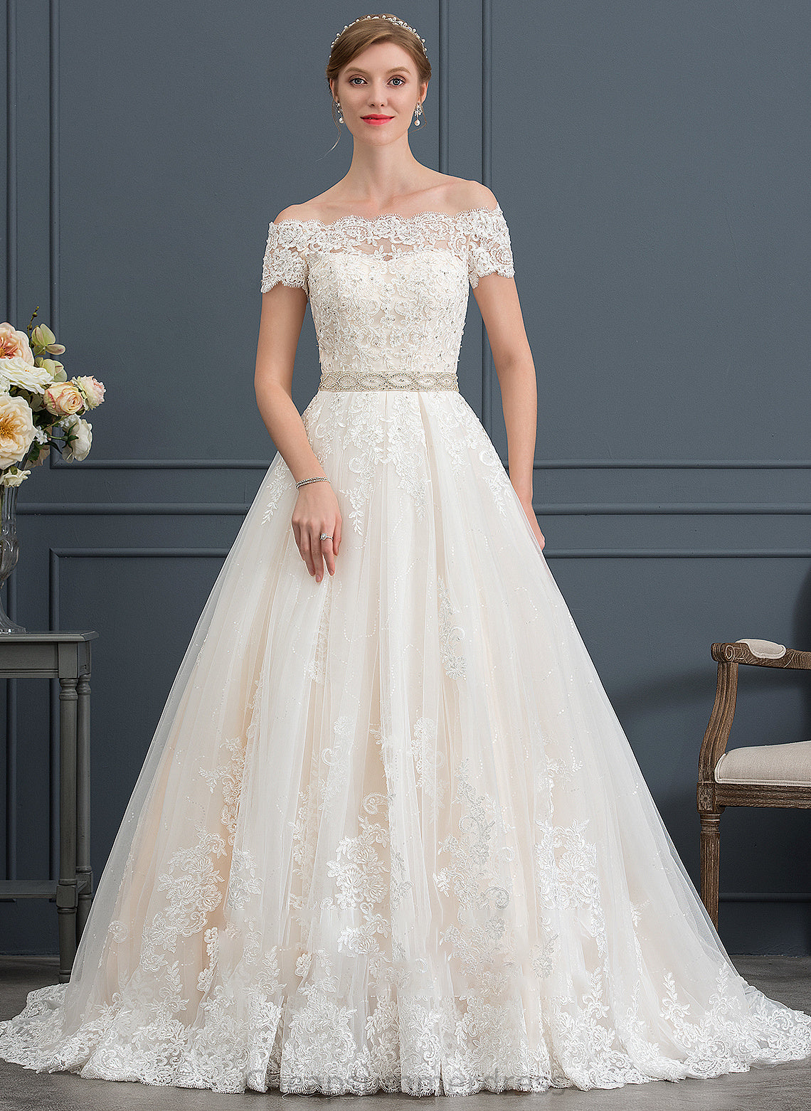 Sierra Train Wedding With Tulle Sequins Court Beading Ball-Gown/Princess Wedding Dresses Dress