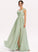 A-Line Fabric Neckline V-neck Floor-Length Lace Embellishment Length Silhouette SplitFront Nia Spaghetti Staps