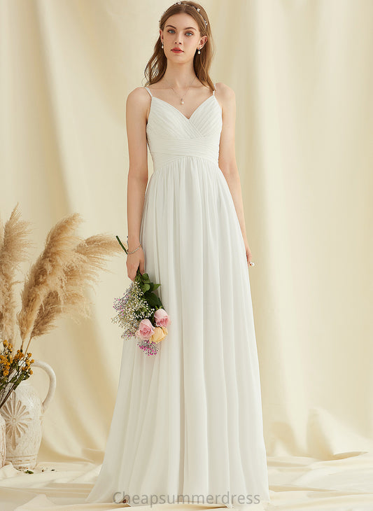 Chiffon Wedding V-neck Wedding Dresses A-Line Dress Floor-Length Kamila