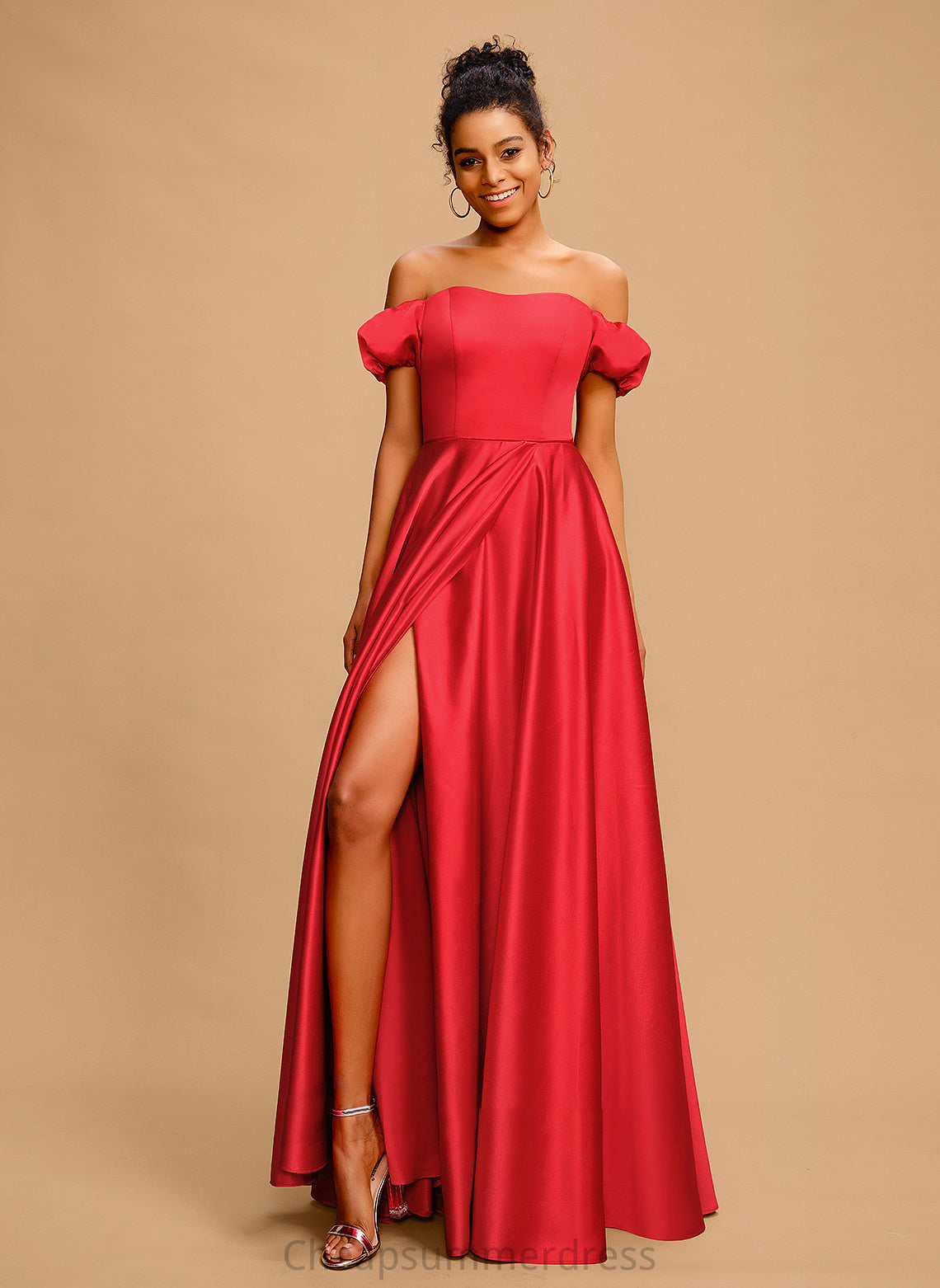 Floor-Length Sweetheart Satin Dania Prom Dresses Off-the-Shoulder Bow(s) With Ball-Gown/Princess
