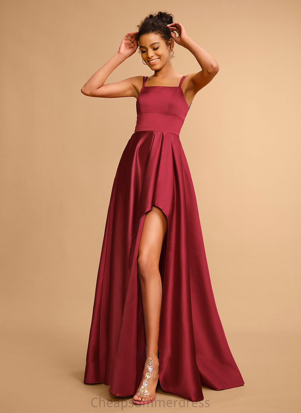 Floor-Length Neckline Prom Dresses Square Satin A-Line Armani