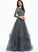 Scoop Prom Dresses Beading With Tulle Floor-Length Ball-Gown/Princess Mina Sequins Neck