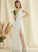 Chiffon Wedding V-neck Sharon Cascading Wedding Dresses Front Floor-Length With A-Line Dress Ruffles Split