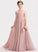 A-Line Lace Junior Bridesmaid Dresses Chiffon Neck Scoop Floor-Length Alula