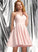 Crepe Kaitlin Stretch Prom Dresses V-neck Short/Mini A-Line