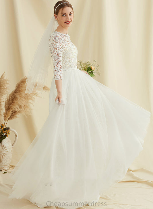 Scoop Lace Lilyana Dress Wedding Dresses Neck Train Sweep Tulle Wedding A-Line