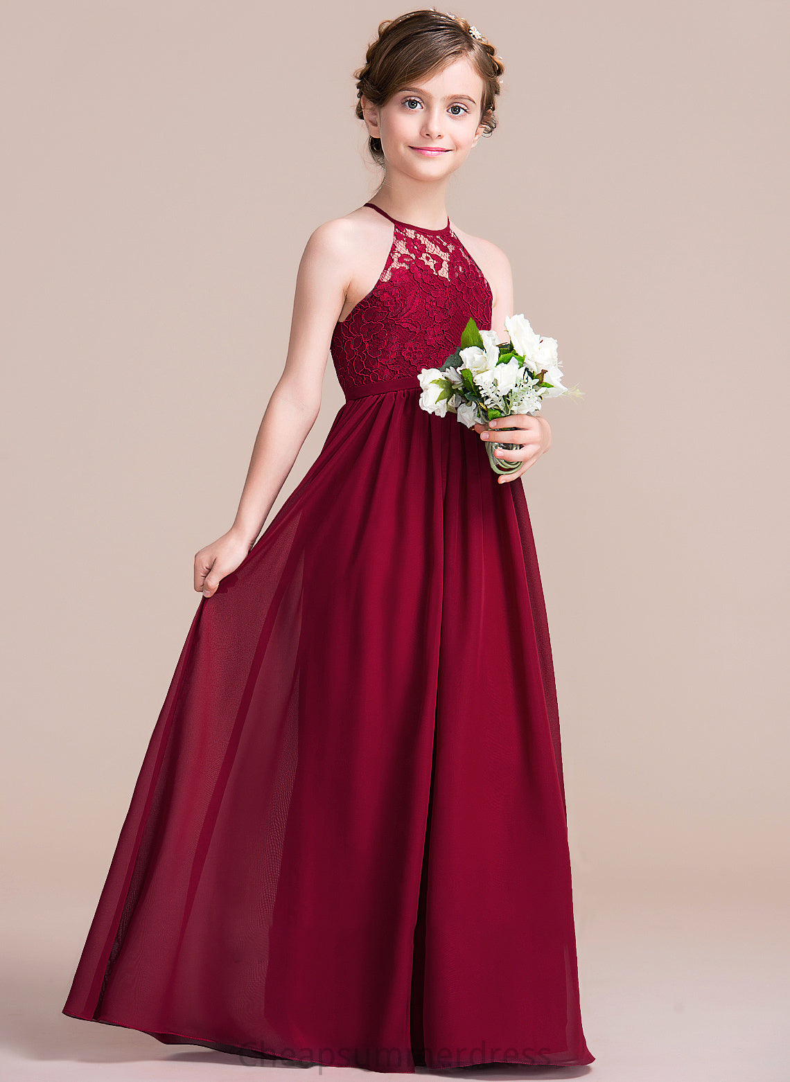 Chiffon Anabel Floor-Length A-Line Neck Junior Bridesmaid Dresses Scoop