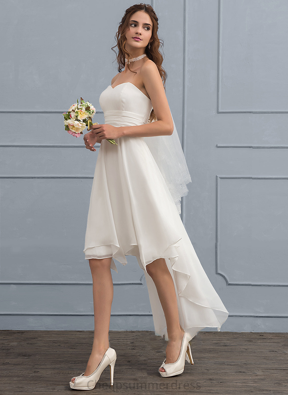 Wedding Dresses Chiffon A-Line Sweetheart Asymmetrical Ruffle With Wedding Dress Charlee