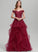 Makayla With Ball-Gown/Princess Floor-Length Prom Dresses Sequins Tulle Off-the-Shoulder