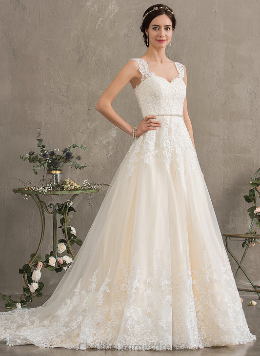 Wedding Beading Ball-Gown/Princess Katie Sequins Train Sweetheart Wedding Dresses Court With Tulle Dress