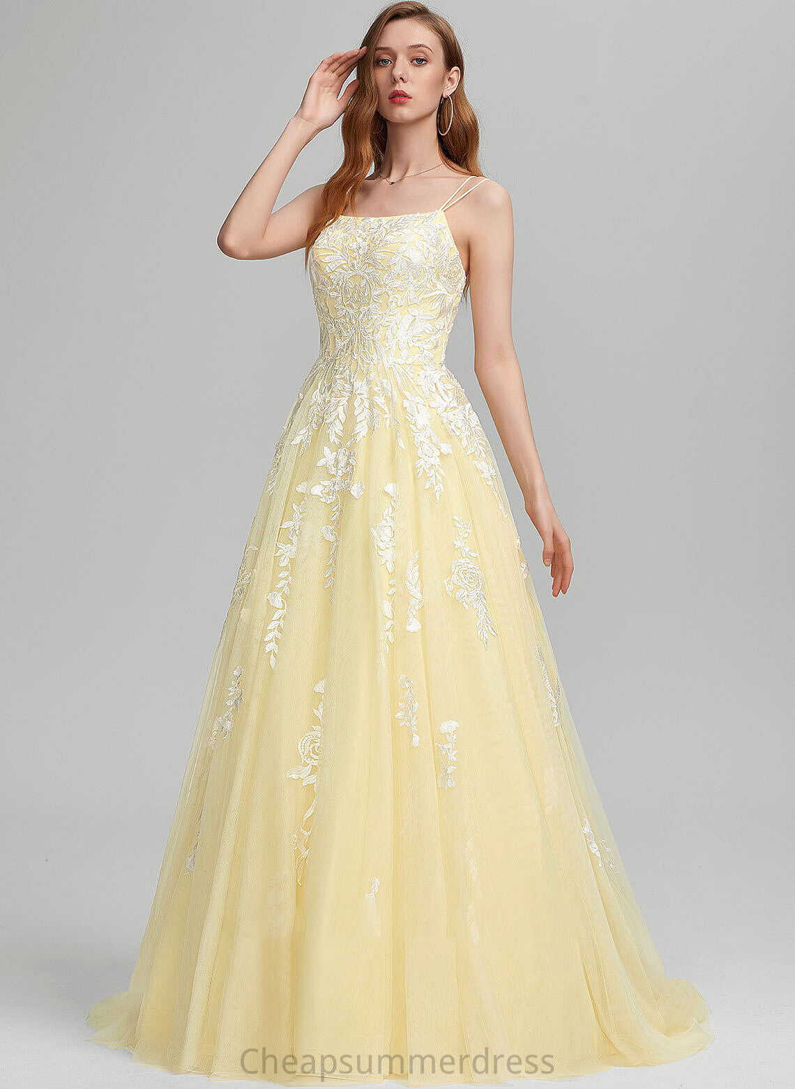 Sweep Tulle Bridget Prom Dresses Train Square Neckline Ball-Gown/Princess