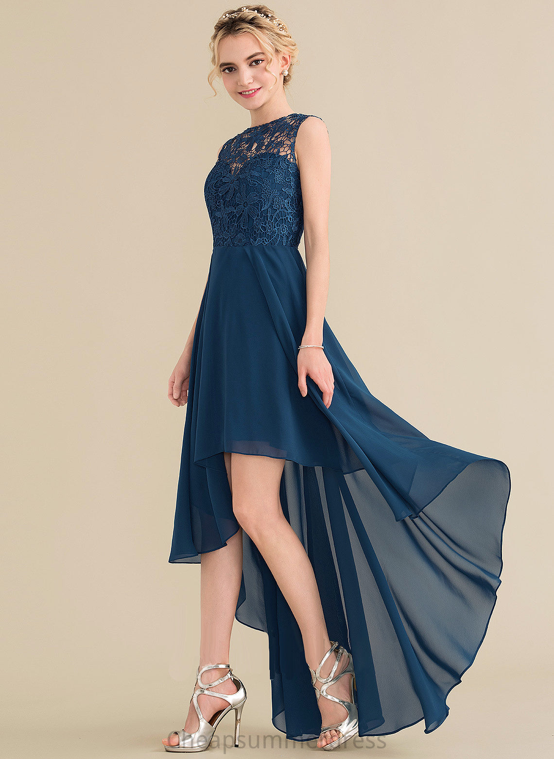 Silhouette Length Lace Neckline Straps Fabric A-Line ScoopNeck Asymmetrical Isabel A-Line/Princess V-Neck