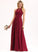 Lace Scoop A-Line Chiffon Prom Dresses Floor-Length Neck Julia