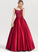Prom Dresses With Scoop Neck Allison Ball-Gown/Princess Sequins Floor-Length Satin