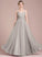 Floor-Length V-neck Ball-Gown/Princess Prom Dresses Beading Ruffle Tulle Amiyah With