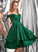 Satin Prom Dresses With Ruffle A-Line Knee-Length Off-the-Shoulder Kendra
