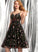 Lace Prom Dresses A-Line Sequins Saige With Beading V-neck Knee-Length