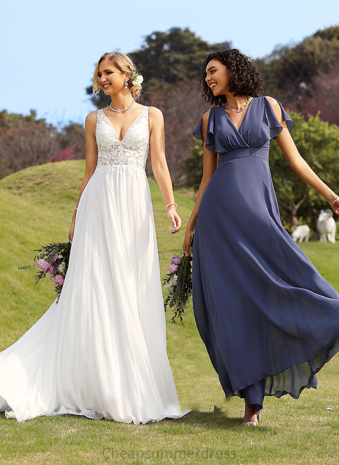 V-neck Court Beading With Wedding A-Line Wedding Dresses Train Dress Sequins Elisa