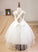 Junior Bridesmaid Dresses Sweetheart With Lace Ball-Gown/Princess Satin Tulle Tea-Length Bow(s) Stacy