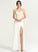 With Crepe Stretch Floor-Length Split Sheath/Column Scoop Dress Wedding Front Neck Wedding Dresses Shannon