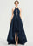 Brooke With Asymmetrical A-Line Neck Scoop Prom Dresses Satin Sequins