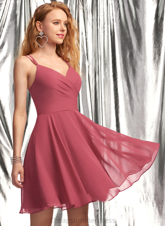 Chiffon Ruffle With V-neck Kiley Prom Dresses Short/Mini A-Line