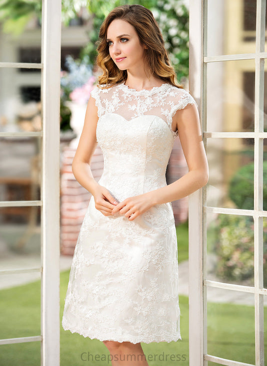 Lace Wedding Dresses Wedding Satin A-Line Dress Knee-Length Kenzie
