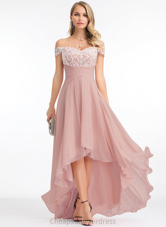 Dress Wedding Dresses Pleated Chiffon With Asymmetrical Rylie Off-the-Shoulder Wedding Lace A-Line