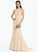 Trumpet/Mermaid With Sweep Scoop Prom Dresses Janelle Sequins Tulle Neck Train