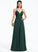 With Prom Dresses V-neck A-Line Sequins Beading Floor-Length Chiffon Tia
