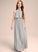 Dylan Ruffle A-Line Floor-Length Neck Junior Bridesmaid Dresses With Chiffon High