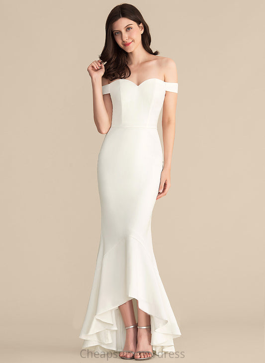 Wedding With Off-the-Shoulder Dress Wedding Dresses Cascading Ruffles Asymmetrical Annabel Trumpet/Mermaid