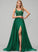 Split Satin A-Line Kenna With Neckline Prom Dresses Sweep Sequins Square Train Lace Front