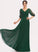 A-Line Silhouette Floor-Length Length Ruffle Embellishment V-neck Fabric Neckline Abigail Spaghetti Staps A-Line/Princess