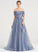 Ball-Gown/Princess Train Prom Dresses Sweep Off-the-Shoulder Marlee Tulle With Sequins