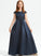 Lace Scoop With A-Line Floor-Length Satin Junior Bridesmaid Dresses Cheyenne Neck Bow(s) Beading Sequins