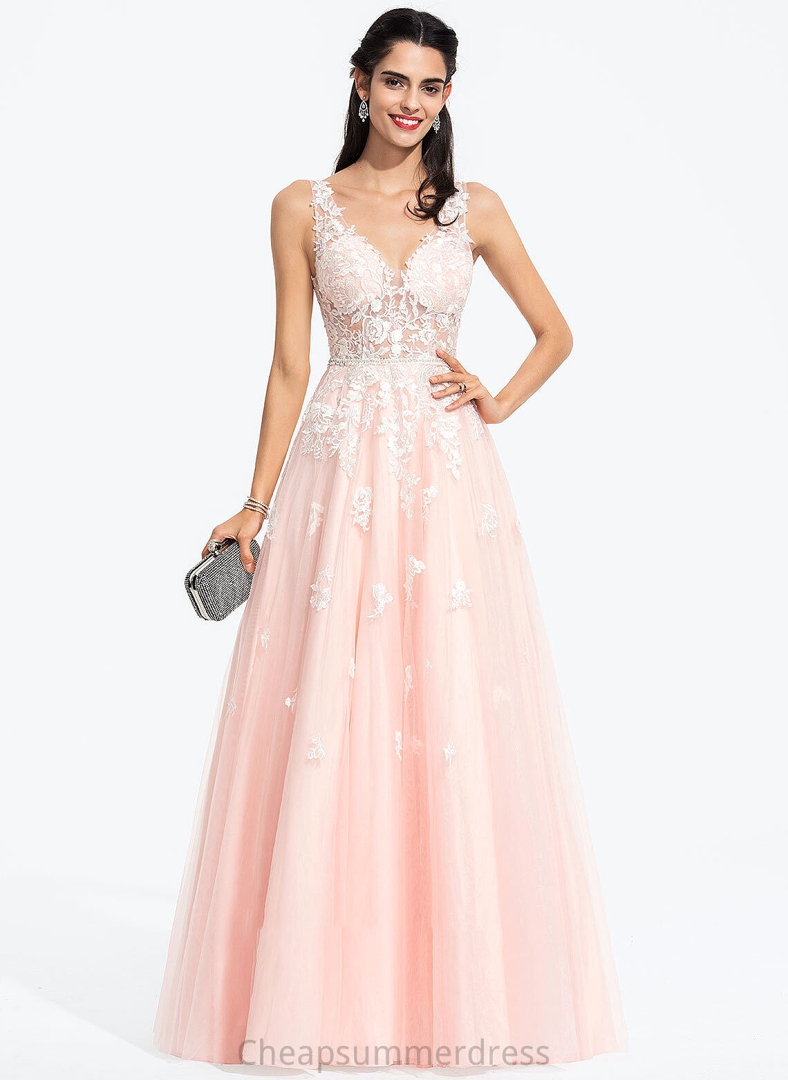 Wedding Floor-Length Beading Ball-Gown/Princess V-neck With Sequins Wedding Dresses Marianna Tulle Dress