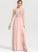 A-Line Charlotte Split Front V-neck Chiffon Sequins With Floor-Length Beading Prom Dresses