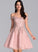 Tulle With Beading Sequins Prom Dresses Tiara A-Line Short/Mini Off-the-Shoulder