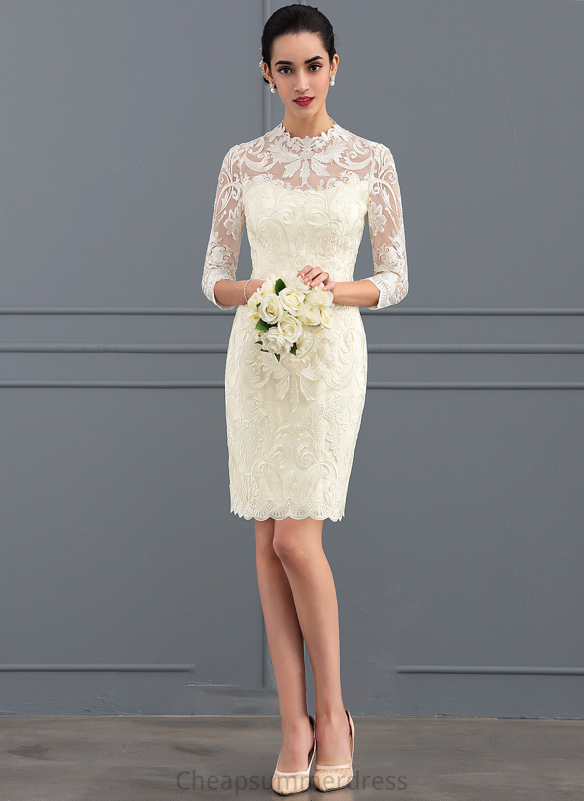 Dress Lace High Wedding Dresses Wedding Neck Sheath/Column Arianna Knee-Length
