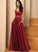 Prom Dresses With Aubrie Satin A-Line Floor-Length Pockets V-neck