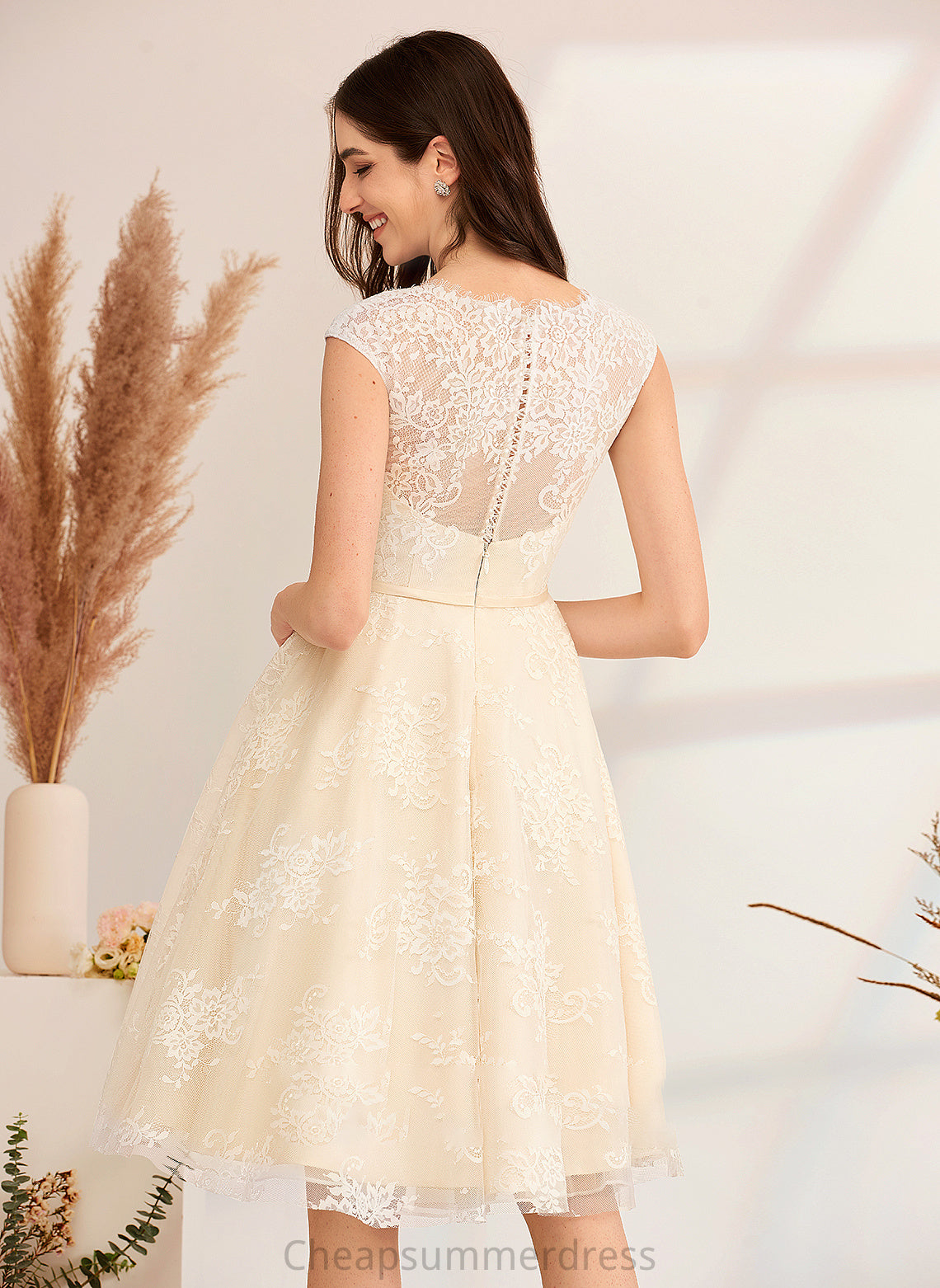 Wedding Dresses Lace Dress Wedding With Sienna A-Line Knee-Length V-neck