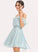 Embellishment Short/Mini V-neck Fabric A-Line CascadingRuffles Silhouette Neckline Length Casey Natural Waist A-Line/Princess