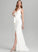 Sheath/Column Front Wedding Dresses V-neck Split Train Sweep Stretch Wedding Jenna Crepe Bow(s) Dress With